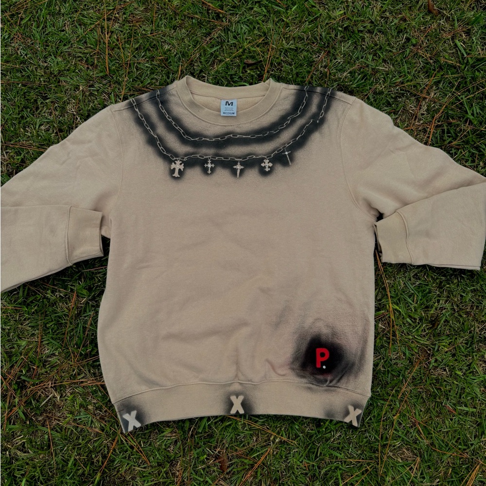 Men's Beige Graphic Sweater